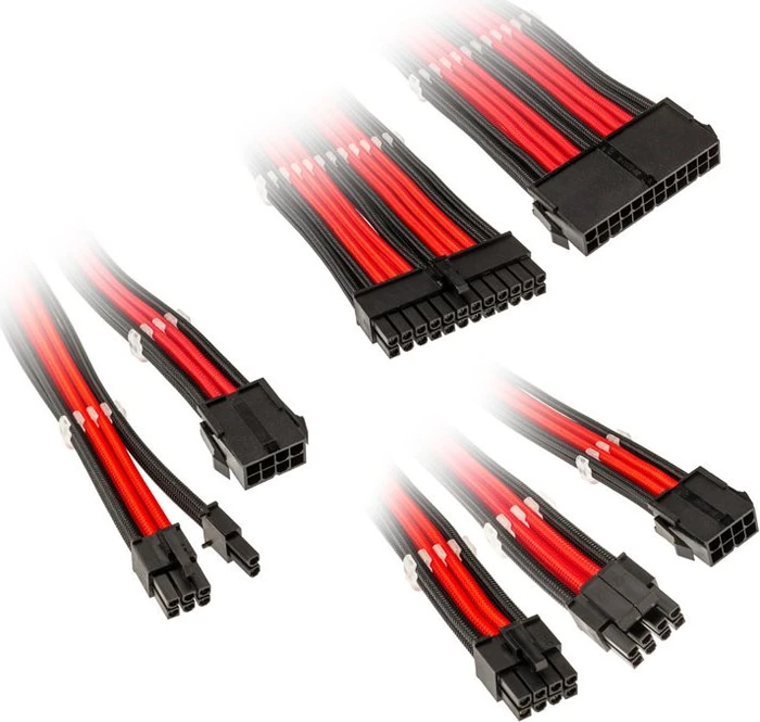 Kolink Core Adept Braided Cable Extension Kit, Black/Red
