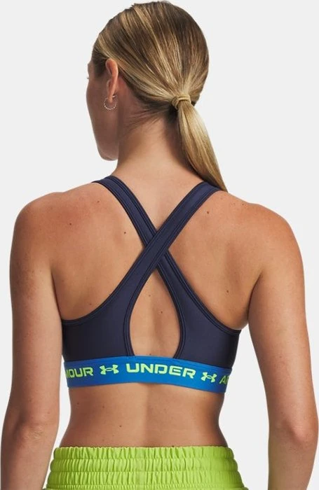 Under Armour Armour Mid Crossback Sport-BH washed navy/blue atlantis/high vis yellow (Damen)