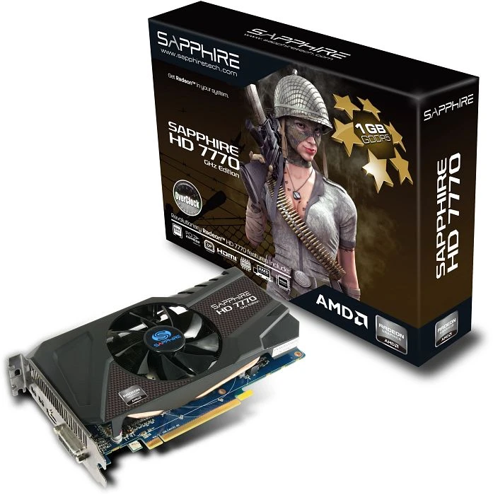 Sapphire Radeon HD 7770 GHz Edition OC, 1GB GDDR5, DVI, HDMI, 2x mDP, lite retail