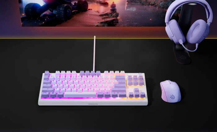 SteelSeries Apex 3 TKL, Amethyst, weiß/violett, LEDs RGB, USB, US