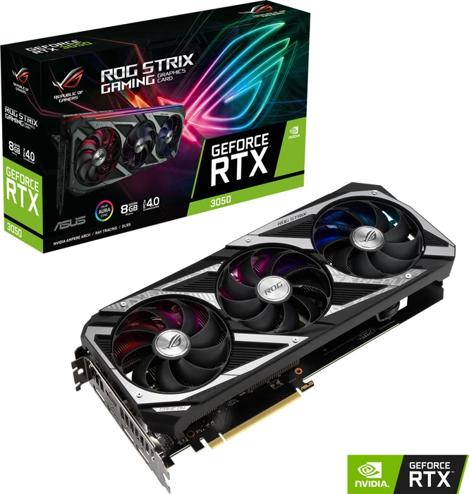 ASUS ROG Strix GeForce RTX 3050, ROG-STRIX-RTX3050-8G-GAMING, 8GB GDDR6, 2x HDMI, 3x DP