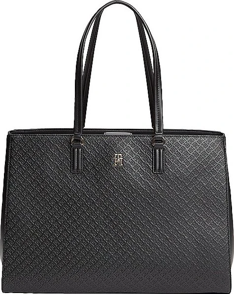 Tommy Hilfiger Monogramm Prägung Tote Shopper schwarz