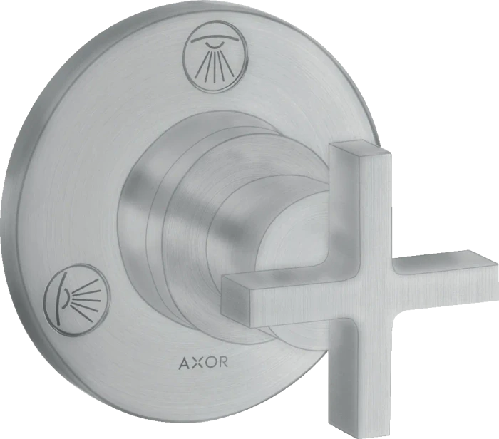 Hansgrohe Axor Citterio Ab- und Umstellventil Trio/ Quattro Unterputz mit Kreuzgriff brushed chrome