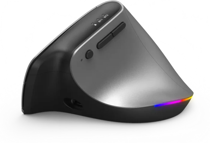 Hama EMW-700 Vertical Ergonomic Multi Device Mouse, grau/schwarz, USB/Bluetooth