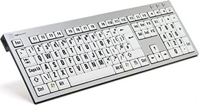 LogicKeyboard LargePrint PC Slim Line, Black on White, USB, UK (LKB-LPRNTBW-AJPU-UK)