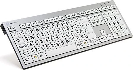 LogicKeyboard LargePrint PC Slim Line, Black on White, USB, UK