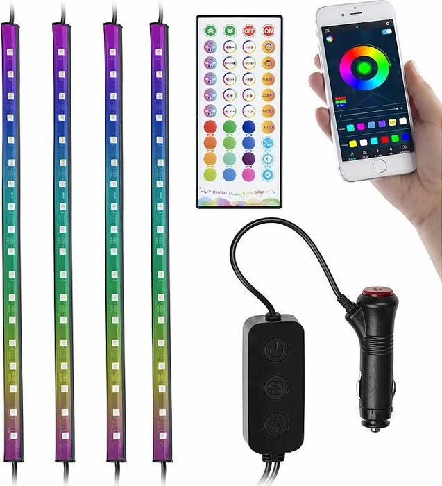 Lescars Kfz-LED-RGB-Streifen Set