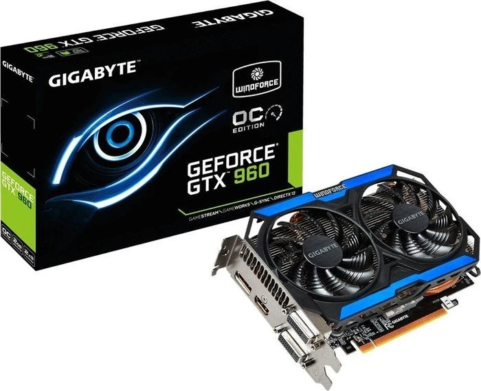 GIGABYTE GeForce GTX 960 Windforce 2X OC, 2GB GDDR5, 2x DVI, HDMI, DP