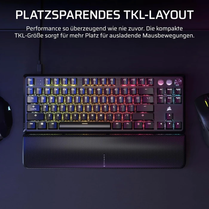 Corsair Gaming K70 PRO TKL Magnetic-Mechanical, schwarz, Corsair MGX Hyperdrive, USB, DE