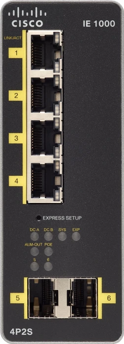 Cisco IE 1000 Industrial Railmount Smart Switch, 4x RJ-45, 2x SFP, PoE+