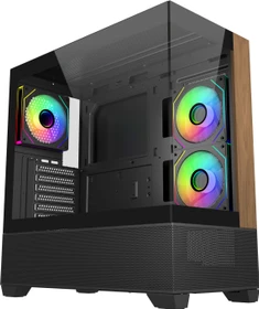 Cooler Master Elite 690 Wood Black, schwarz/braun, Glasfenster (E690-KHNN-S00)