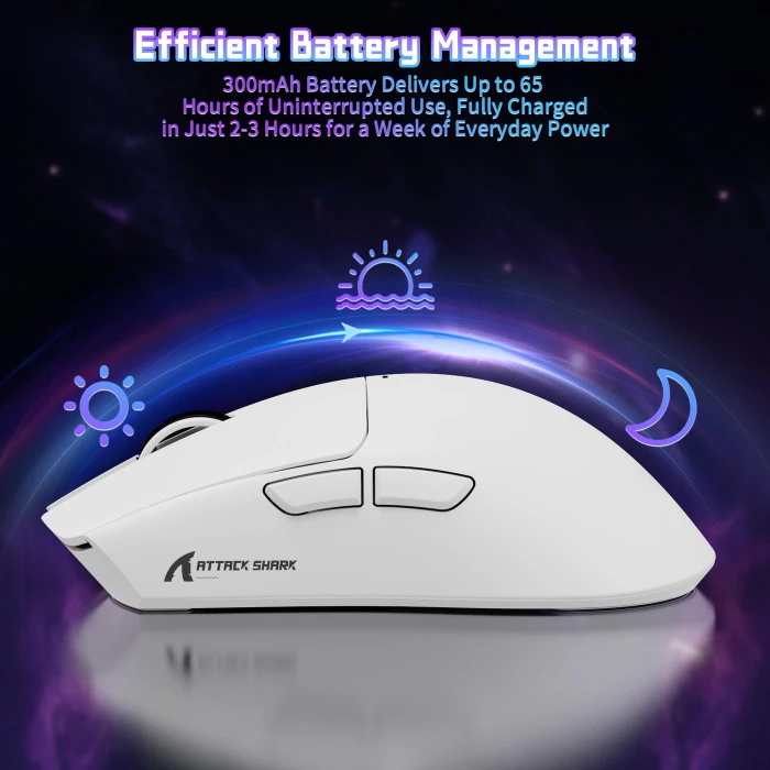 Attack Shark X11SE Wireless Gaming Mouse weiß, USB/Bluetooth