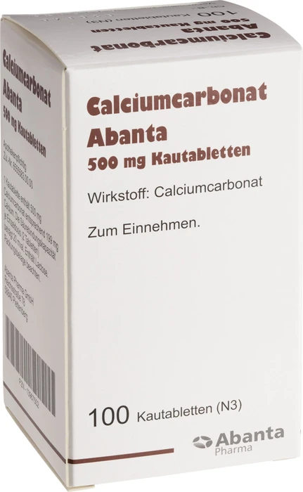 Abanta Calciumcarbonat 500mg Kautabletten, 100 Stück