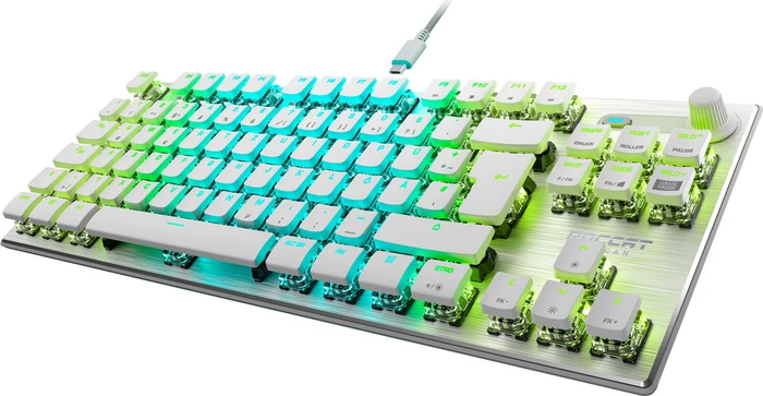 Roccat Vulcan TKL Pro, LEDs RGB, Arctic White, weiß/silber, Titan Optical Linear, USB, DE
