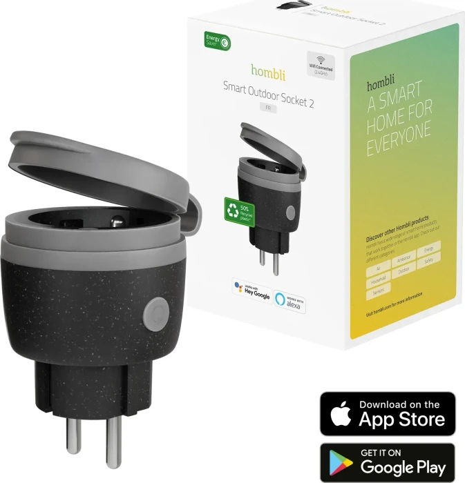 Hombli Outdoor Socket V2, 3680W, Smart-Steckdose, schwarz