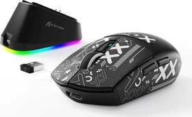 Attack Shark G3Pro Tri-mode Wireless Gaming Mouse mit Ladestation, Black, inkl. Grip Tape, USB/Bluetooth