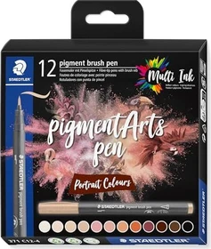 Staedtler pigment brush pen 371 portrait colours sortiert, 12er-Set