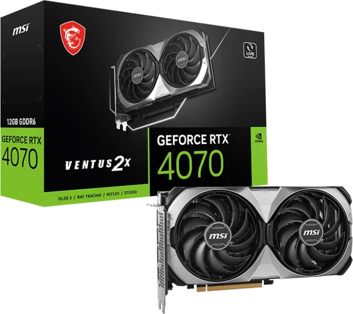 MSI GeForce RTX 4070 Ventus 2X E1 12G, 12GB GDDR6, HDMI, 3x DP