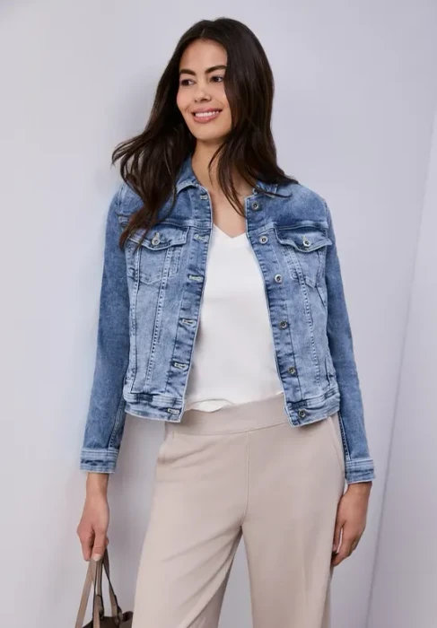 Street One Brusttaschen und Knöpfe Jeansjacke medium blue wash (Damen)
