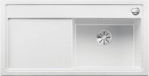 Blanco Zenar XL 6 S-F DampfgarPlus InFino Becken rechts mit Ablauffernbedienung weiß inkl. Holzschneidebrett