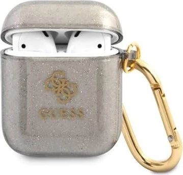 Guess Airpods 1 und 2 Hülle 4G Glitter schwarz