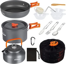 Overmont Outdoor Geschirrset schwarz/orange