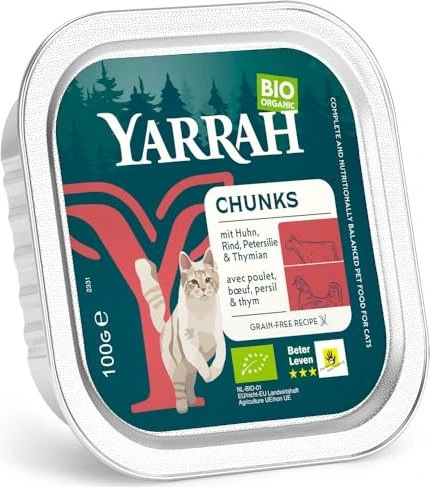 Yarrah Organic Cat Food Chunks with Chicken and Beef 100g