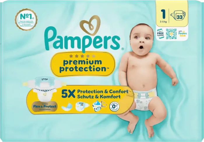 Pampers Premium Protection Gr.1 Einwegwindel, 2-5kg, 33 Stück