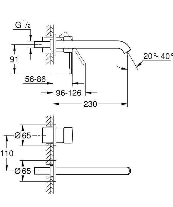 Grohe Essence 2-Loch-Waschtischbatterie L hard graphite gebürstet