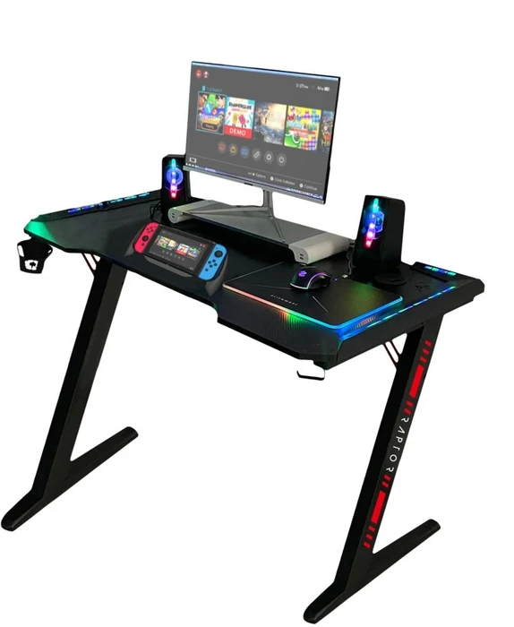 Raptor GT-100 RGB Schreibtisch 120x60cm schwarz/schwarz