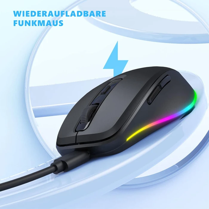 Seenda Rechargeable Wireless RGB Mouse mit Jiggler-Funktion, schwarz, USB