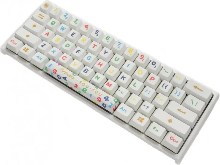 Ducky x SOU SOU One 2 Mini, PBT, weiß, LEDs RGB, MX RGB BLUE, USB, US