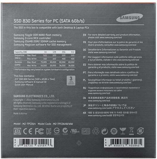 Samsung SSD 830 64GB, 2.5" / SATA 6Gb/s