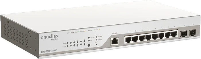 D-Link Nuclias DBS-2000 Desktop Gigabit Managed Switch, 8x RJ-45, 2x RJ-45/SFP, 130W PoE+