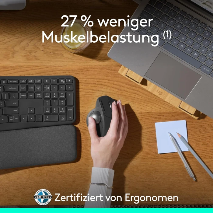 Logitech MX Ergo S Advanced Wireless Trackball, schwarz, Logi Bolt, Bluetooth