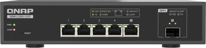 QNAP QSW-L3200 Desktop 10G Managed Switch, 4x RJ-45, 1x RJ-45/SFP+