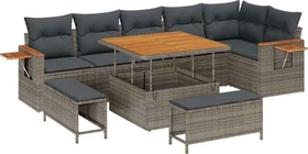 vidaXL Polyrattan Gartensofa Lounge-Set grau, 11-tlg.