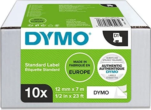 Dymo ID1 Permanent Industrial Rhino Pro Beschriftungsband, 12mm, schwarz/weiß, 10er-Pack