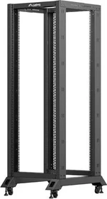 Lanberg Open Rack Series 19" Open Frame Rack 32HE, 4-Pfosten, mit Rollen, Flat Pack, tiefenverstellbar, 430-590mm, RAL 9004, 800mm tief