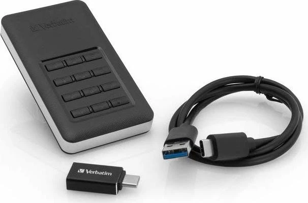 Verbatim Store 'n' Go Secure Portable SSD, 256GB, USB-C 3.0