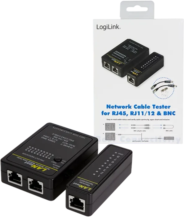 LogiLink Netzwerk Kabeltester RJ-11/RJ-12/RJ-45/BNC
