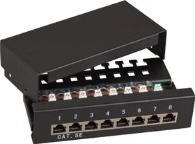 EFB Elektronik Mini-Patchpanel Cat6 10" , 12-Port, 1HE, 10", 1HE, schwarz