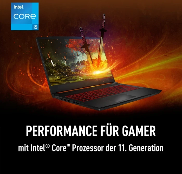 MSI Katana GF66 11UE-835, Core Black, Core i5-11400H, 16GB RAM, 512GB SSD, GeForce RTX 3060, DE
