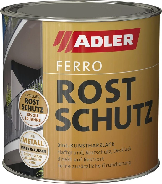 Adler Ferro Rostschutz Metallschutz-Lack silbergrau (RAL7001), 375ml