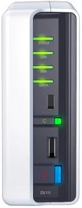 Synology DiskStation DS111, 256MB RAM, 1x RJ-45 1000Base-T, 3x USB-A 2.0