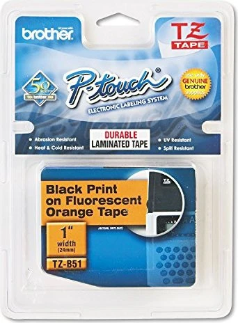 Brother TZe-B51 Beschriftungsband, 24mm, orange/schwarz