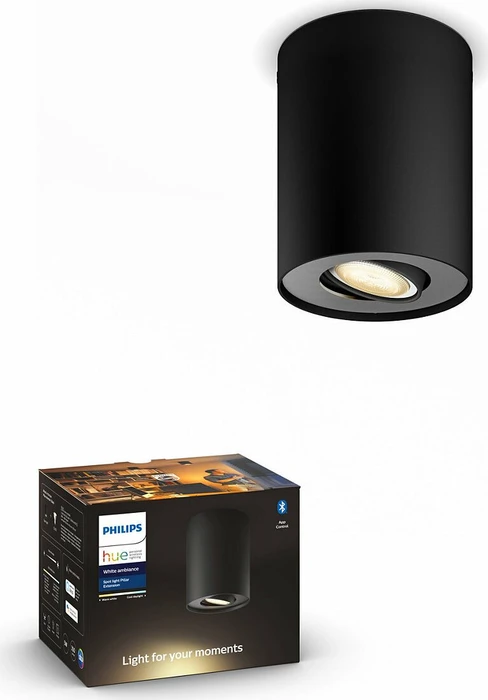 Philips Hue White Ambiance Pillar Spot Erweiterung 1-flammig schwarz