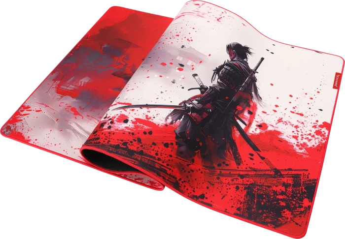 Marvo Monka Zowa XL Gaming Mousepad, 900x400mm, Samurai-Motiv rot/schwarz