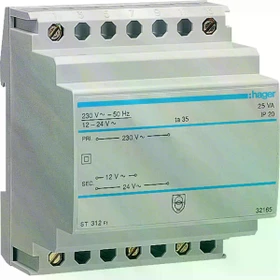 Hager Sicherheitstrafo 230V / 12V und 24V 25VA 4PLE