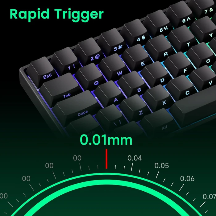 Akko MonsGeek FUN60 Pro HE, schwarz, LEDs RGB, hot-swap, Akko Glare Magnetic, USB, UK